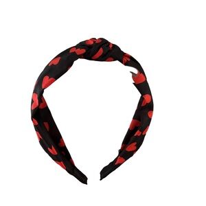 Black and Red Heart Pattern Headband